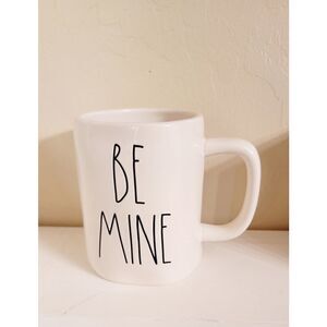 Rae Dunn BE MINE coffee cup with heart on reverse side white